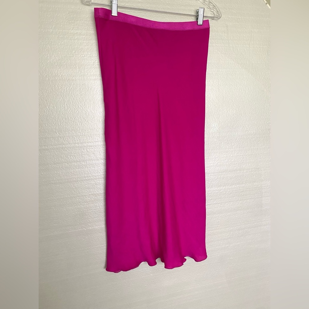 Free People Satin Slip Midi Skirt Pink size M